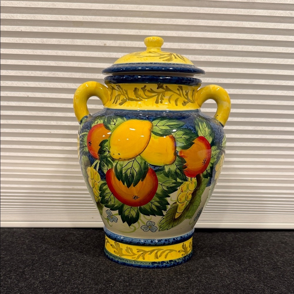Hand-Painted Ceramic Biscotti Jar